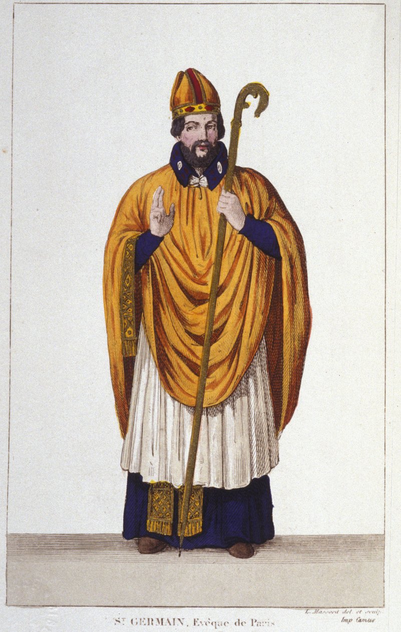 retrato de Saint Germain. Eveque de Paris em 555 gravura a partir de 1830 de Unknown artist