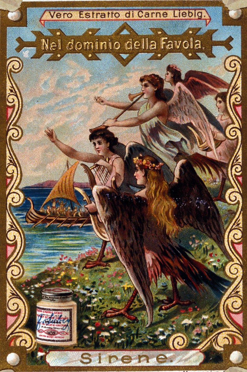 representação das sirenes atraindo marinheiros pelo seu canto. de Unknown artist