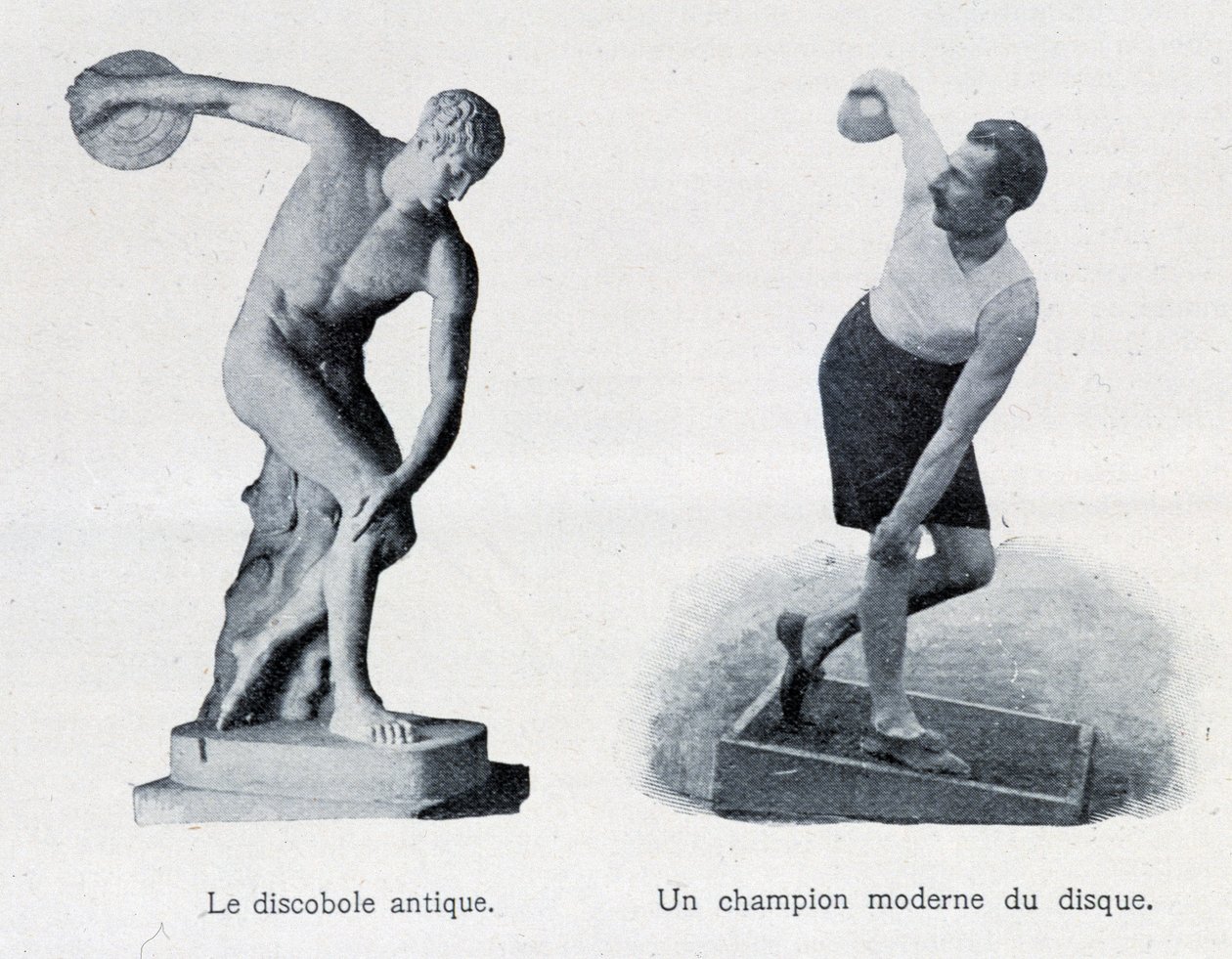 o antigo discóbolo e um campeão moderno do recorde. de Unknown artist