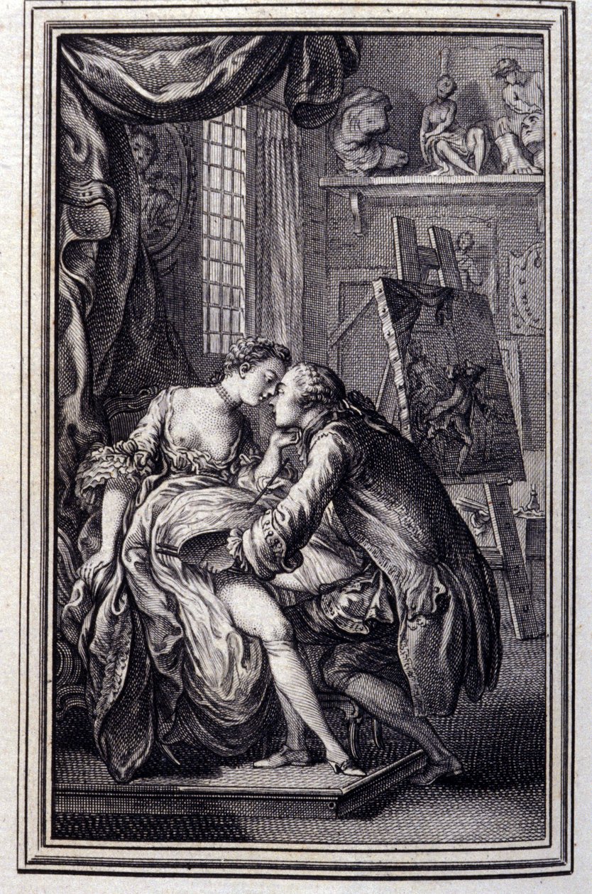 a mesa - em "Contos e contos em verso", de Jean La Fontaine. 1762. de Unknown artist