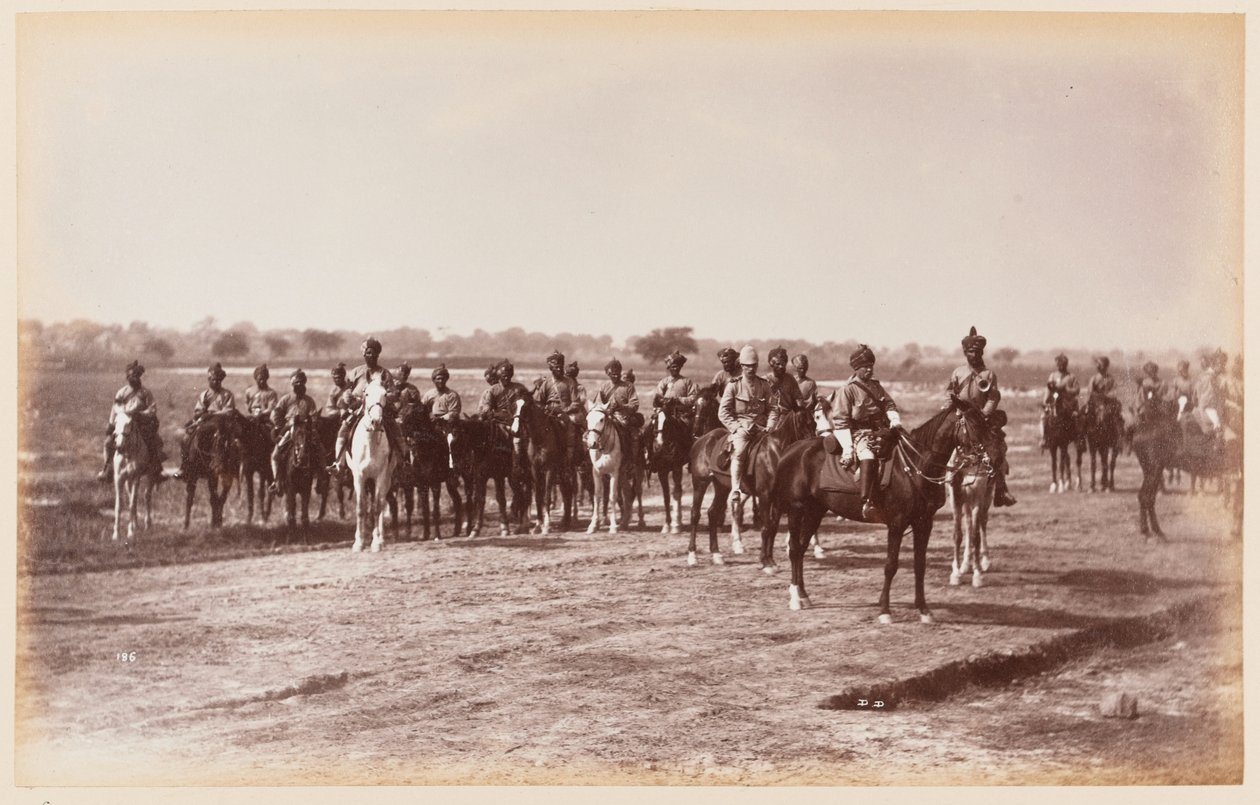 7º Regimento de Cavalaria de Bengala, durante o Campo de Exercício de Deli de Unknown photographer