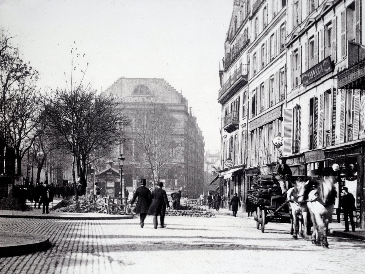 A rue de Paris com o teatro Ambigu (3º arrondissement) de Unknown photographer