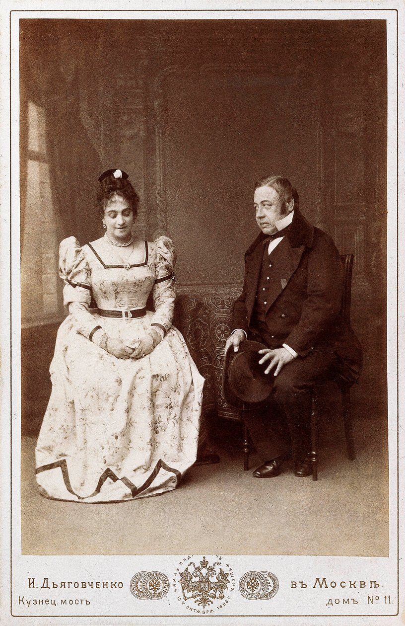 Actores Maksheev y Nikulin numa cena de "" Casamento "" peça de Nikolai Vasilievich Gogol (1809-1852), escritor russo. Teatro Maly em Moscou de Unknown photographer