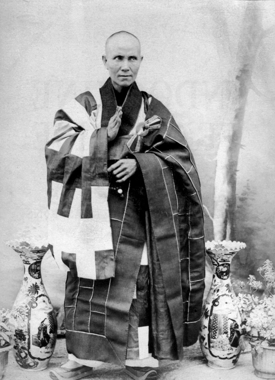 Bonze annamês na Cochinchina, Indochina, c. 1900 (fotografia a preto e branco) de Unknown photographer