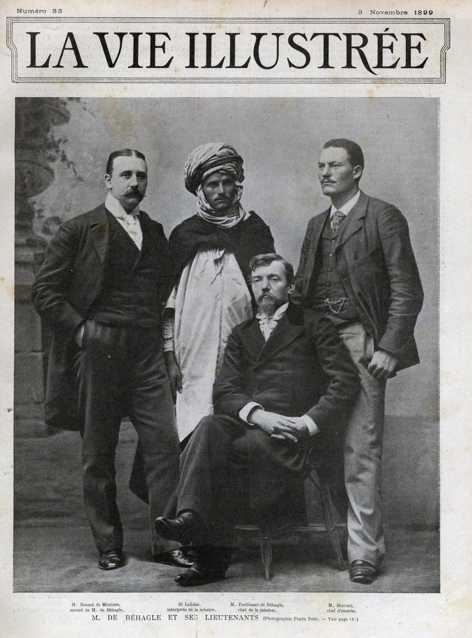 Ferdinand de Behagle (1857-1899) (explorador francês) Chefe da Missão e seus tenentes de Unknown photographer