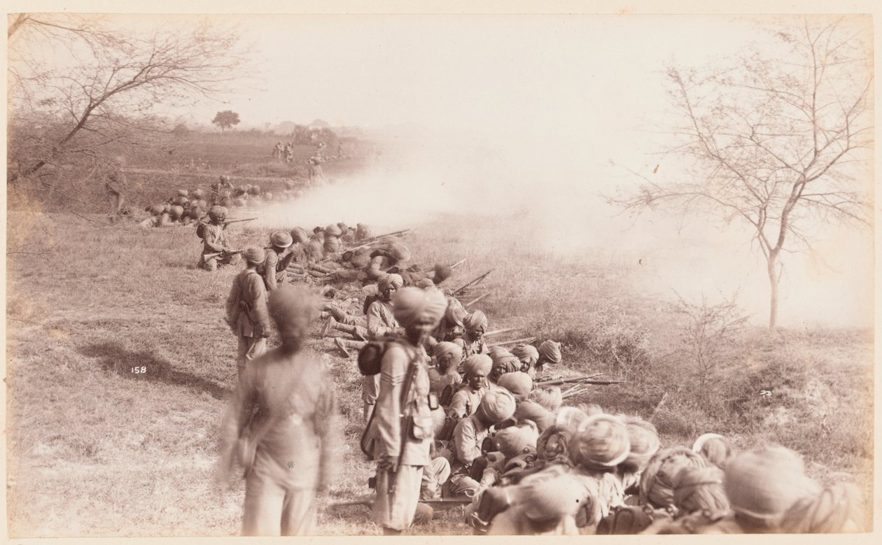 Linha de tiro do 14º Regimento de Infantaria de Bengala (Ferozepore Sikhs), Campo de Exercício de Deli de Unknown photographer