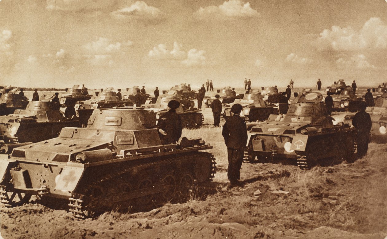 Tanques alemães, Doberitz, perto de Berlim, Alemanha, fotografia do Illustrated London News, 27 de julho de Unknown photographer
