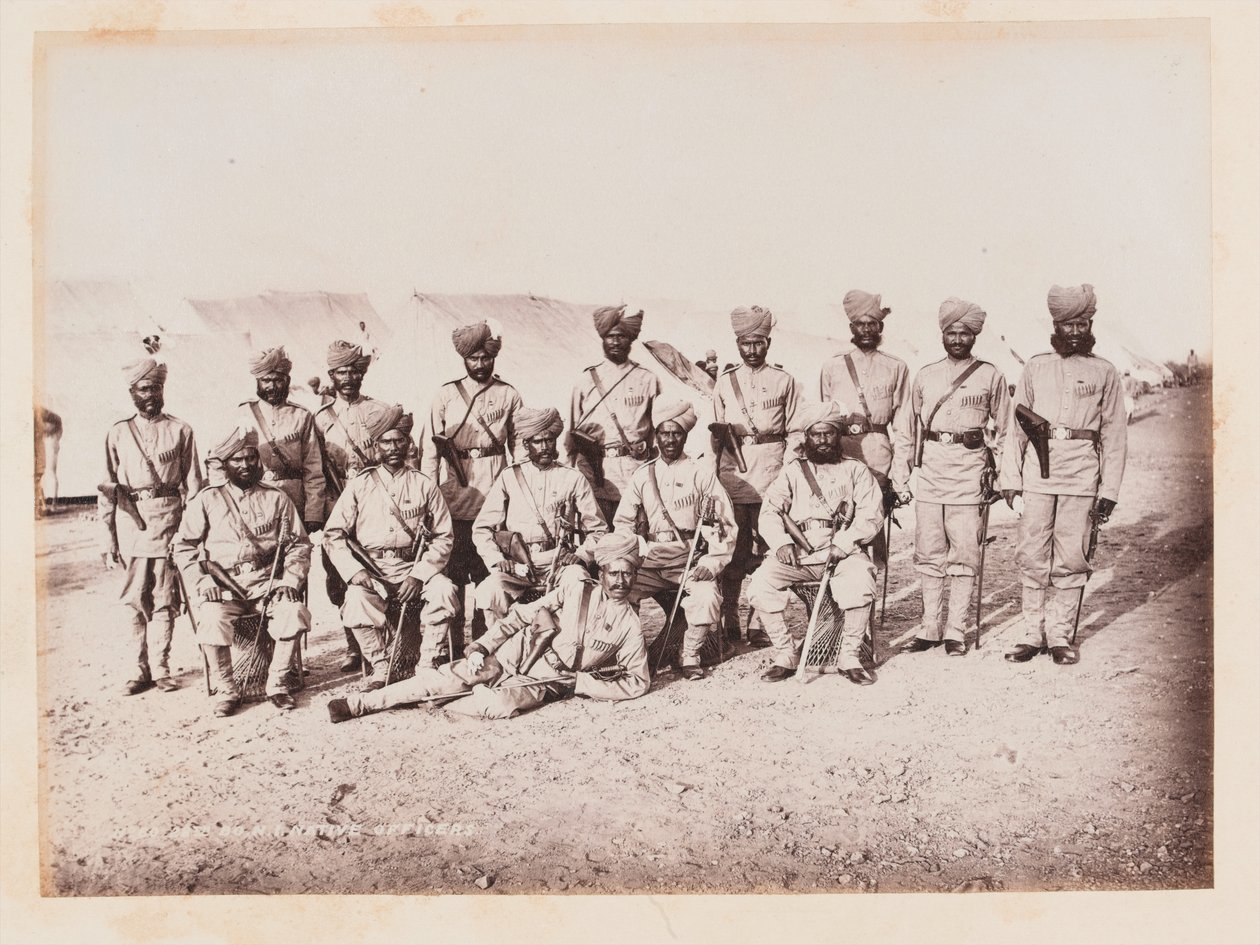 Oficiais indianos da 28ª Infantaria Nativa de Bombaim, 1884 por volta de de Unknown
