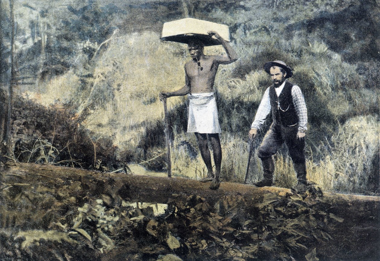 Kentzer: caçador de ouro e seu portador - fotografia, final do século XIX de Unknown photographer