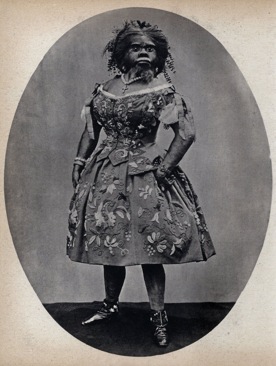 Les Monsters, la femme chien. Fotografia, final do século XIX, Paris. Coll. Selva. de Unknown photographer