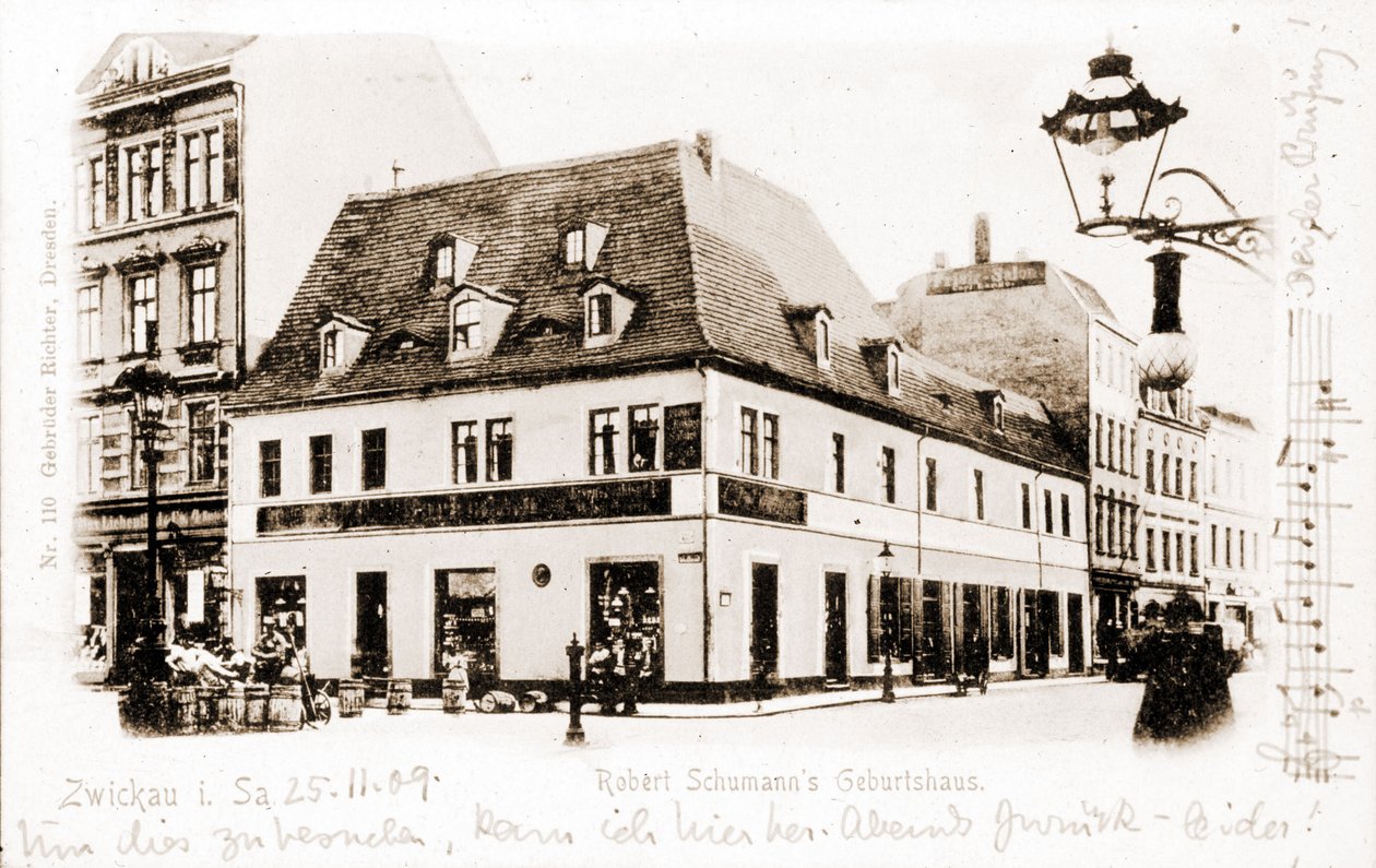 Casa de Robert Schumann (1810 - 1856) em Zwickau, Alemanha. de Unknown photographer