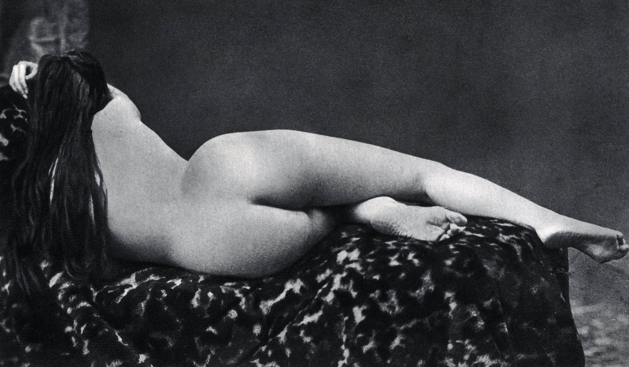Mulher nua deitada por volta de 1860 Fotografia anónima de Unknown photographer