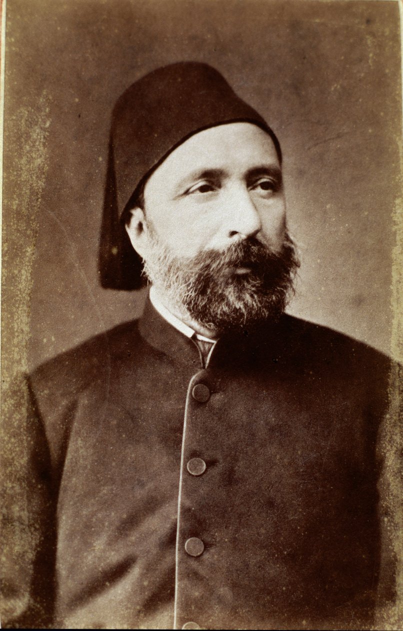 Império Otomano: "Retrato de Ahmet Mithat Pasha (ou Ahmed Midhat pasha) (1822-1883) estadista reformador turco" Fotografia Ankara, Sociedade Histórica Turca. Turquia de Unknown photographer