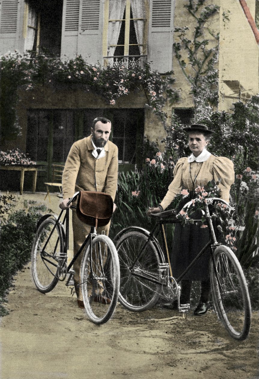 Pierre e Marie Curie no seu jardim de Unknown photographer