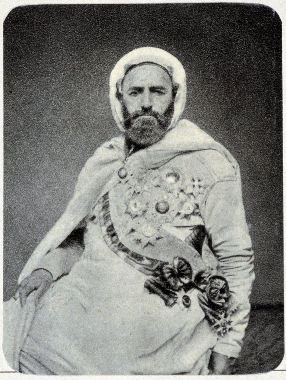 Retrato de Abd-el-Kader (Abd El-Kader) em 1875 - fotografia. de Unknown photographer