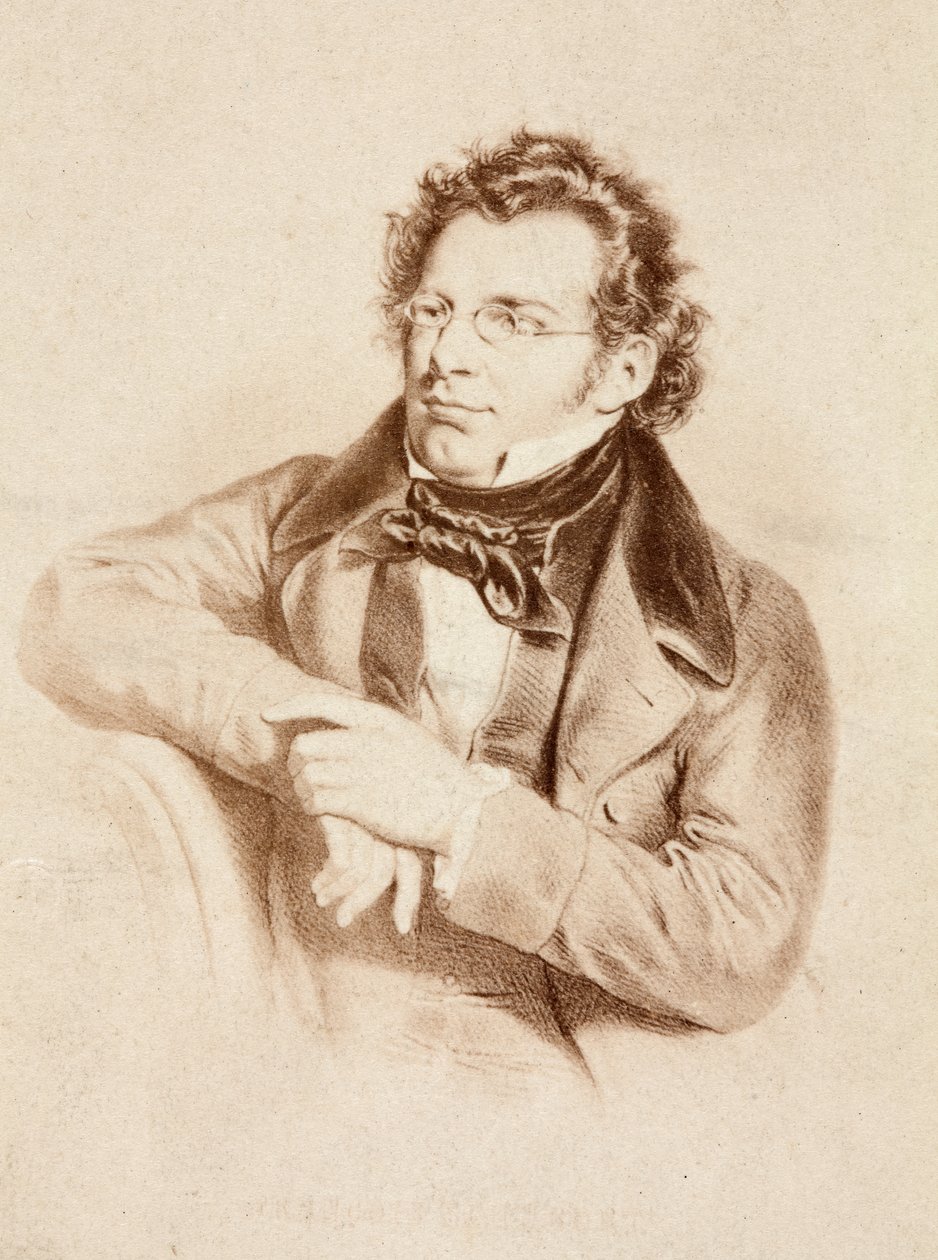 Retrato de Franz Schubert, c.1860s (gravura) de Unknown photographer