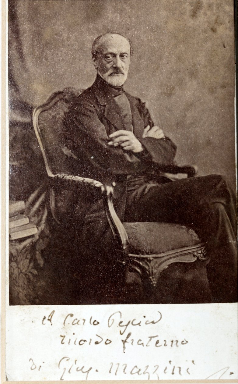 Retrato de Giuseppe Mazzini, com autógrafo(foto a p/b) de Unknown photographer