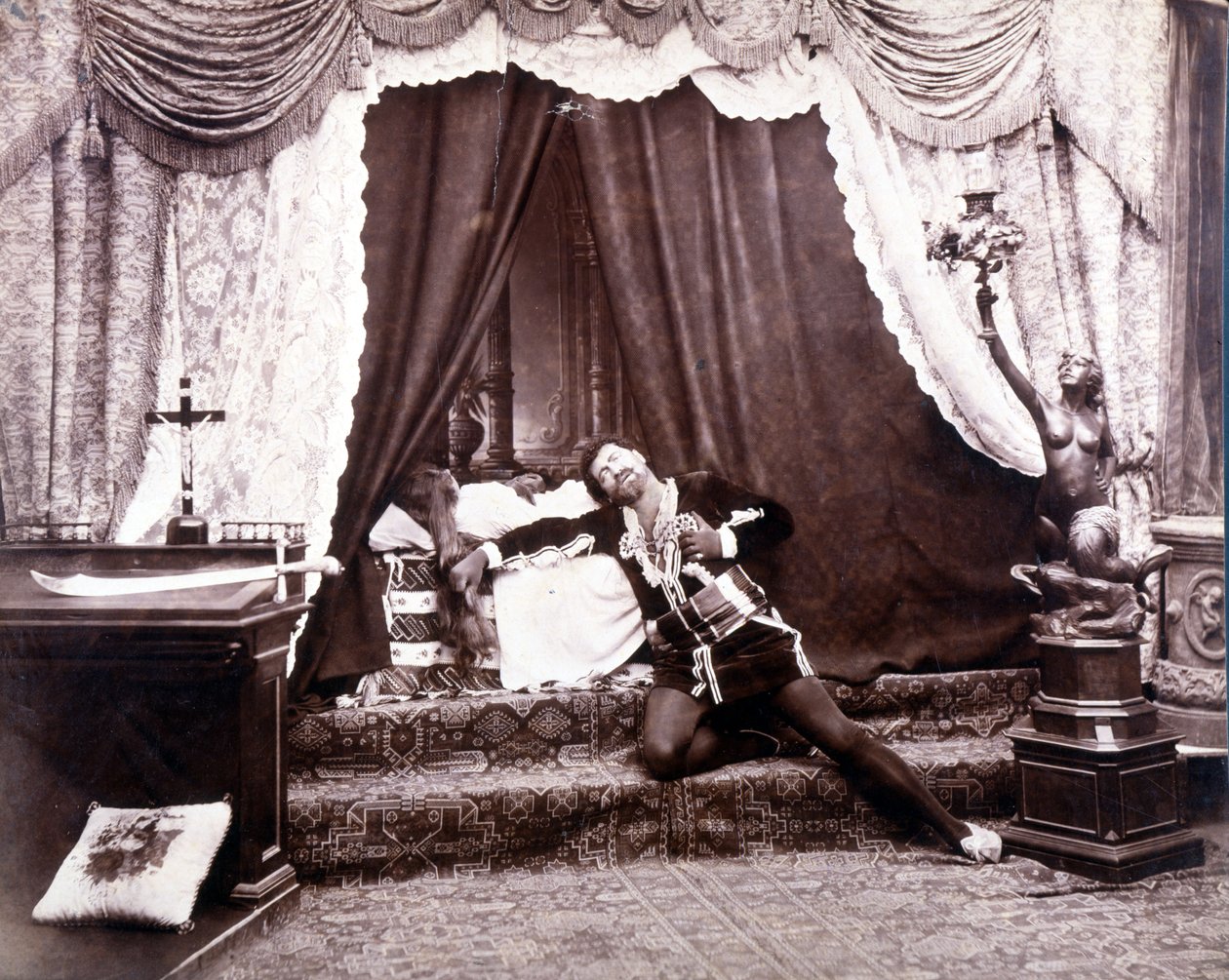 Retrato do tenor italiano Francesco Tamagno (1850 - 1905) no último ato do Otello de Giuseppe Verdi de Unknown photographer