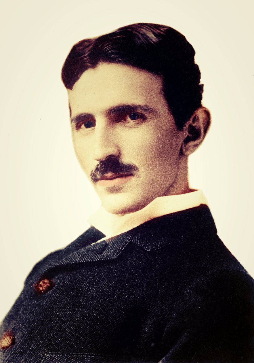 Retrato de Nikola Tesla (1856-1943) (Nikolaj) - engenheiro, físico e inventor sérvio de origem croata de Unknown photographer