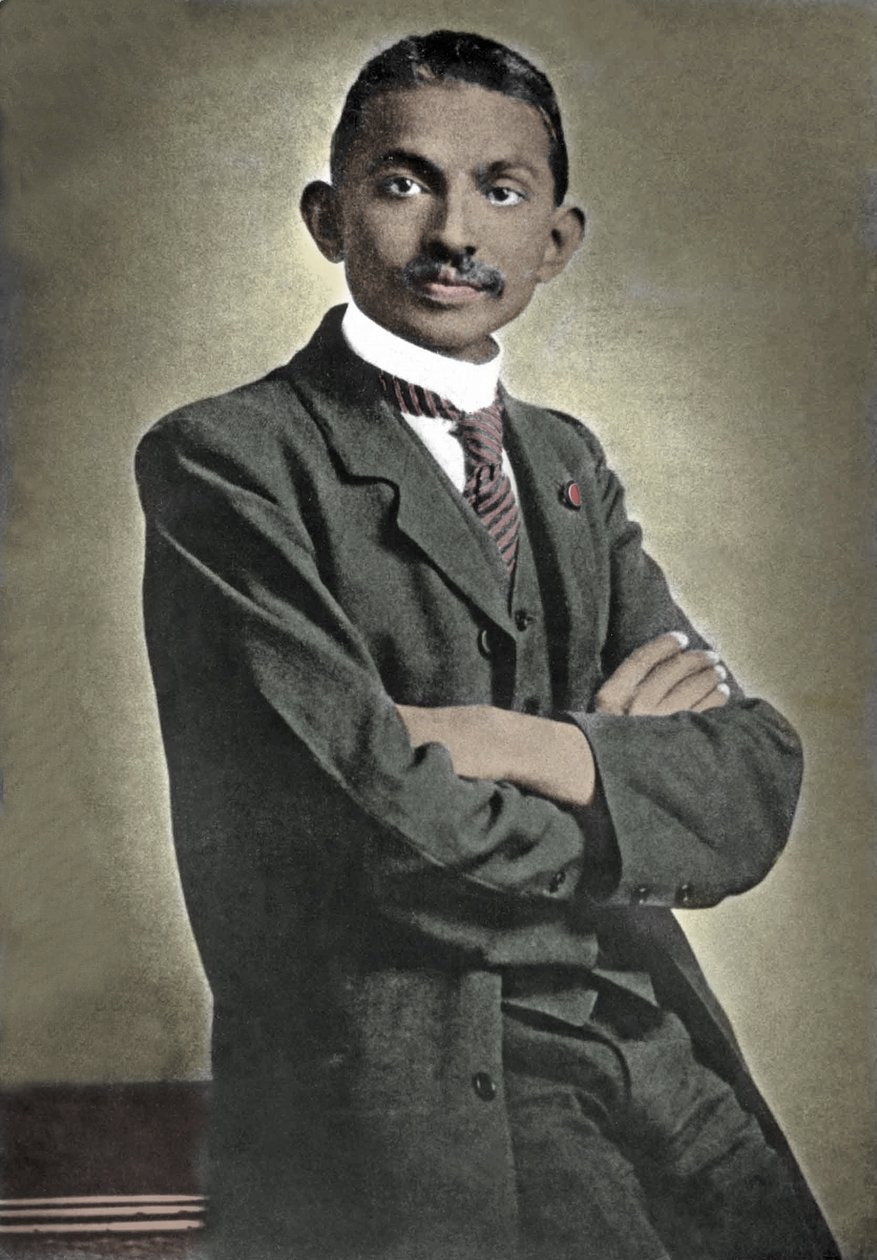 Retrato do líder político Mohandas Karamchand Gandhi (1869-1948) conhecido como o Mahatma, líder político e espiritual indiano de Unknown photographer
