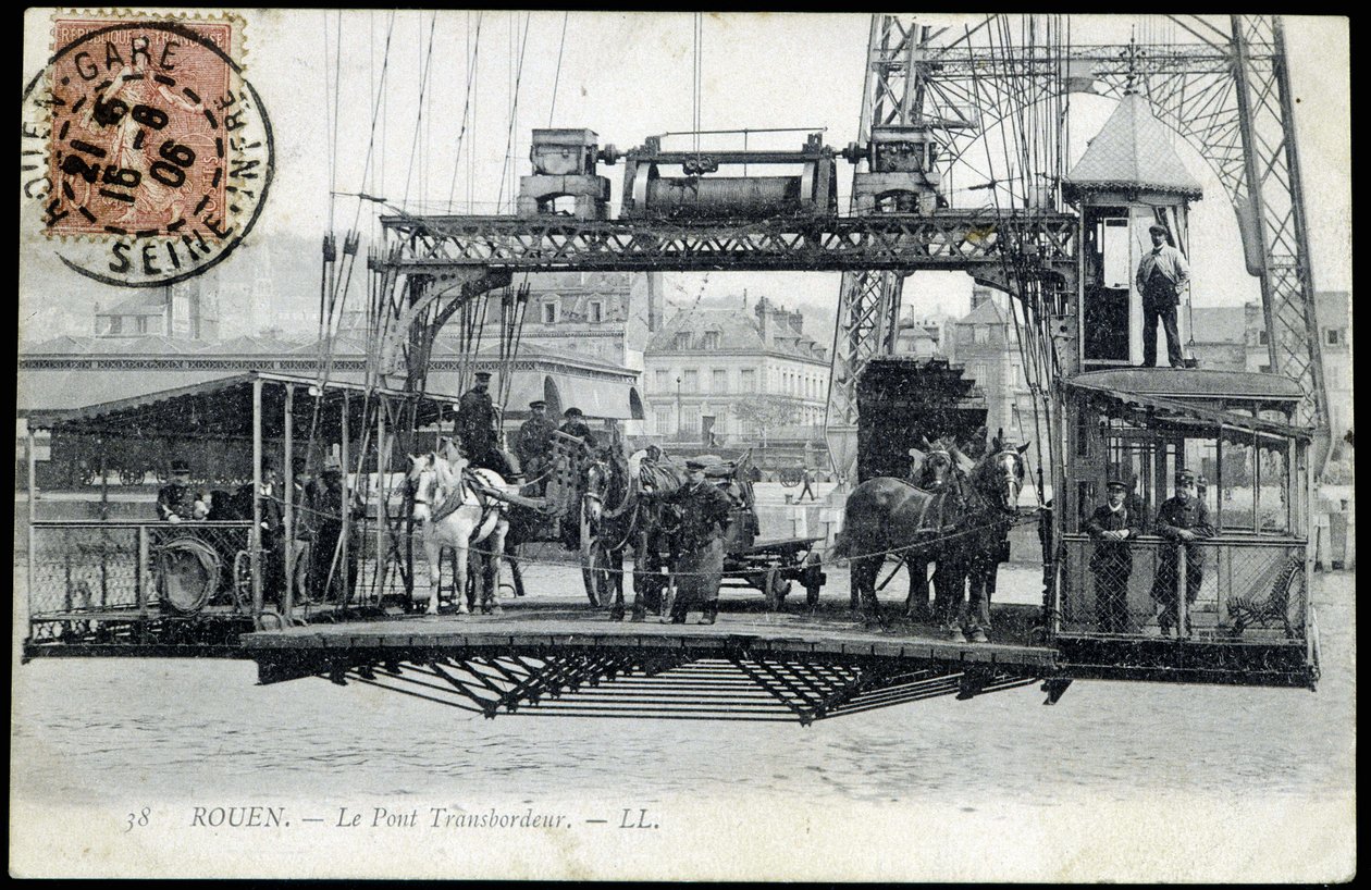 Postal do início do século XX. Normandia, Rouen: A ponte do ferry. de Unknown photographer