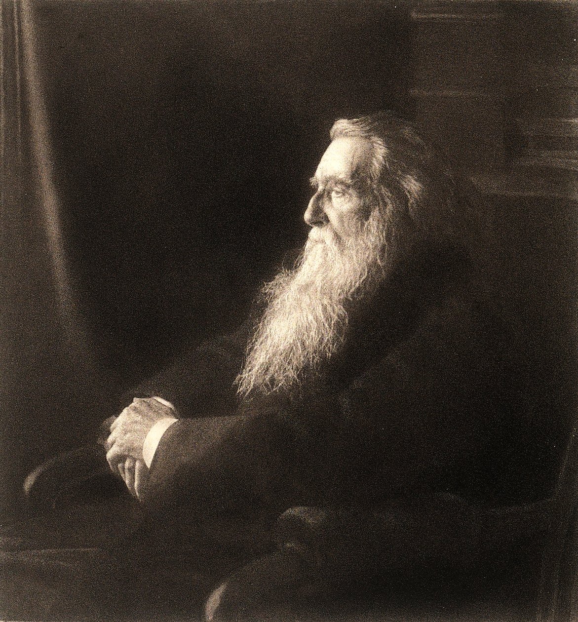 Reprodução de uma fotografia que representa o crítico de arte inglês John Ruskin de Unknown photographer