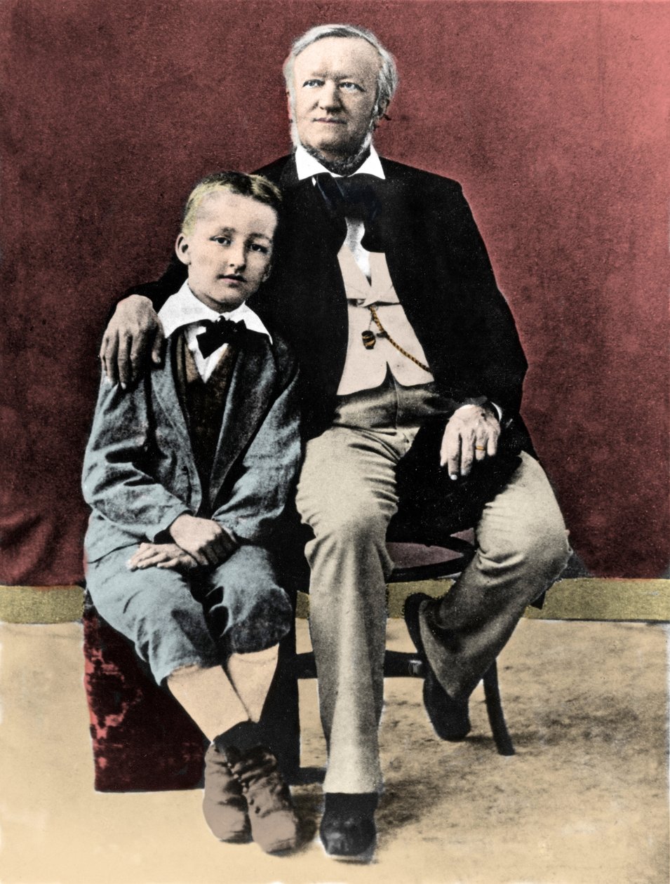 Richard Wagner com seu filho Siegfried Wagner (1869-1930) por volta de 1880 de Unknown photographer