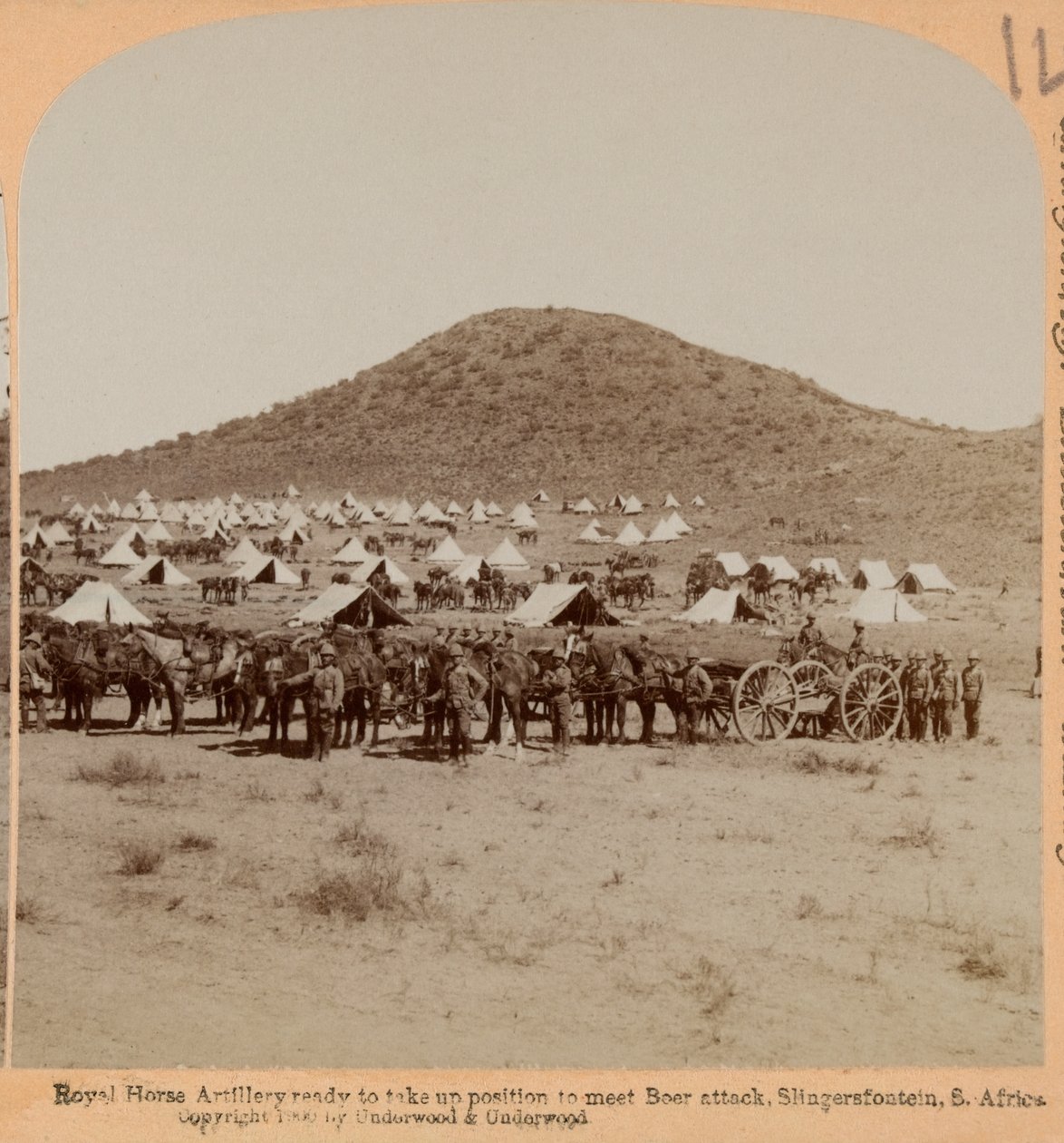 Royal Horse Artillery, Slingersfontein, Boer War, c.1899 (fotografia, estereoscópica) de Unknown photographer