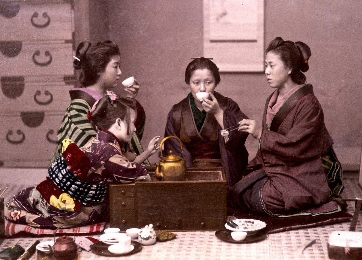 Chá em casa, Japão, final do século XIX - Arquivo de Missões Estrangeiras de Unknown photographer