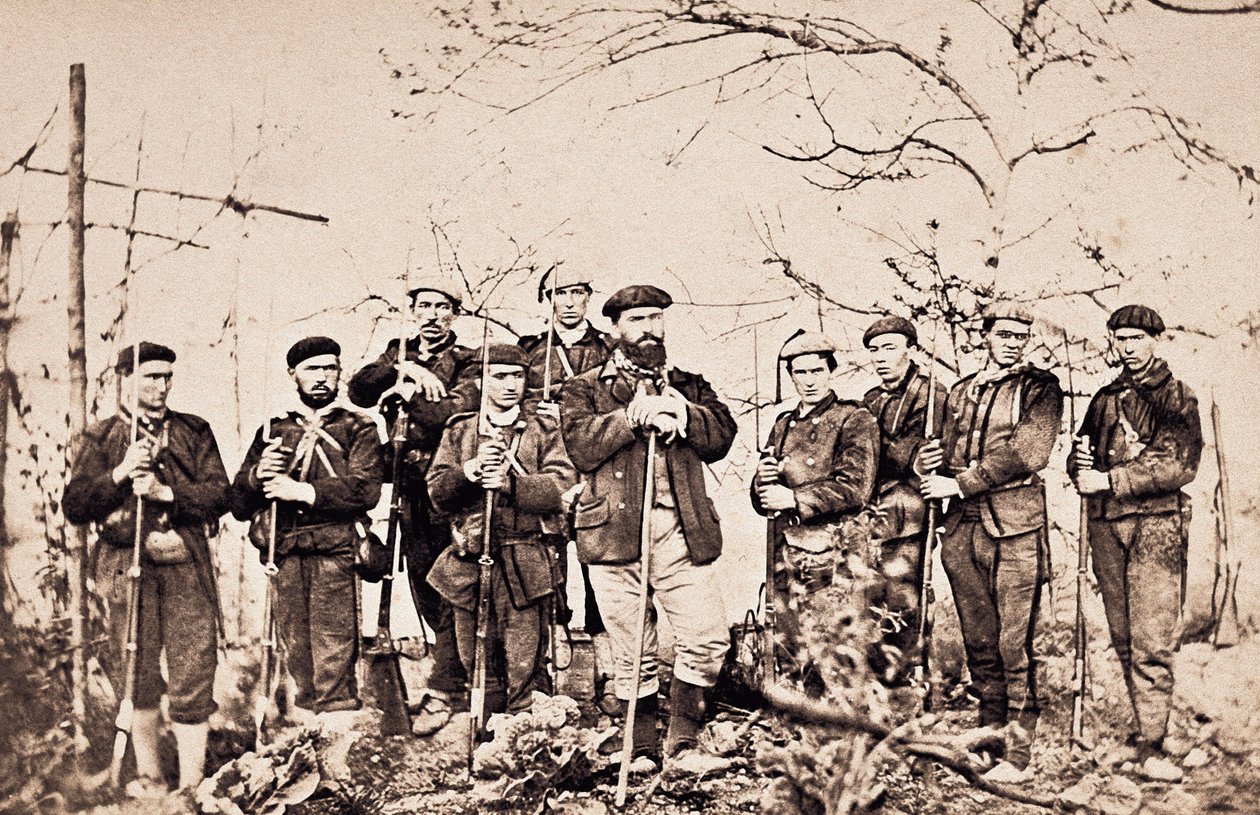 Terceira Guerra da Lista de Carros (1872-1876): A cura de Santa Cruz e a sua guarda. Fotografia Espanha, San Sebastian, Museu Municipal de San Telmo. de Unknown photographer