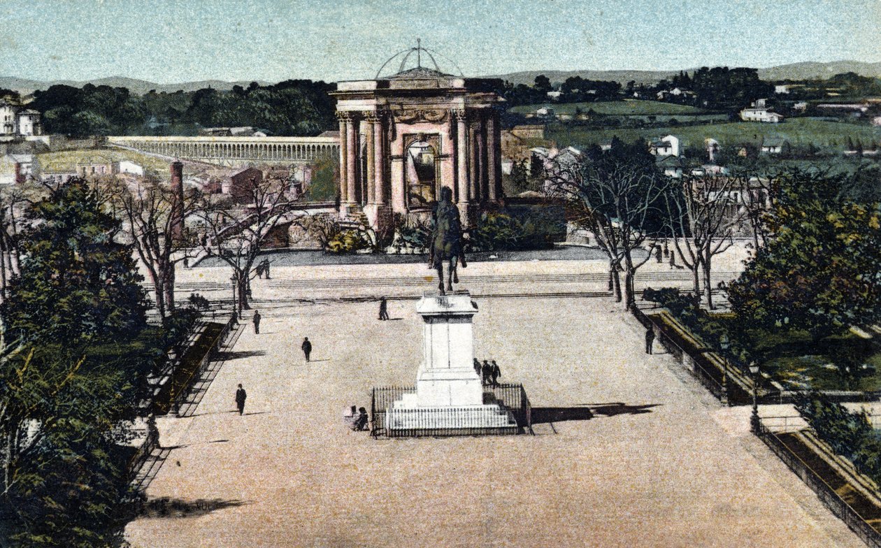 Vista da Promenade du Peyrou em Montpellier, Herault 1910 sobre a Colecção Privada de Unknown photographer