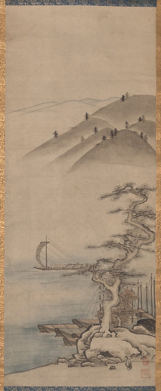 Paisagens (um de um par) de Unkoku Toyo