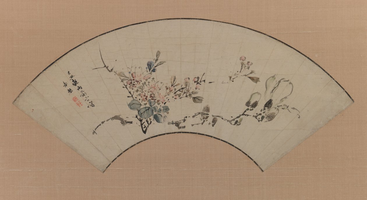 Cherry Blossoms e Manolia, 1829 (tinta e cor clara sobre papel) de Uragami Shunkin