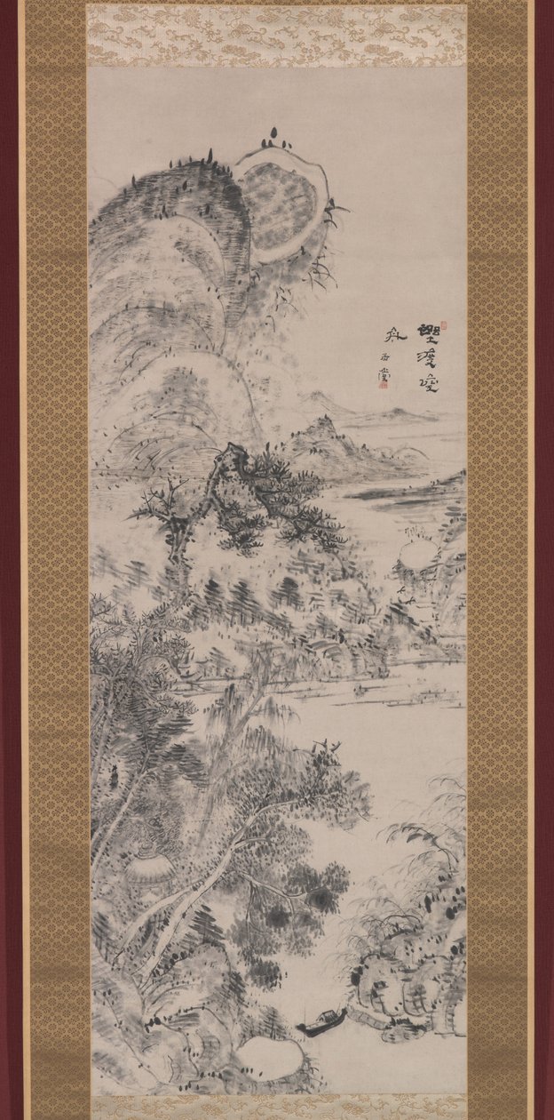 Balsa vazia numa travessia do deserto, c.1800 (tinta sobre papel) de Uragami Gyokudo