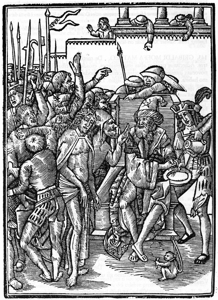 Cristo diante de Pôncio Pilatos (Pôncio Pilatos). Xilografia de Urs Graf, de 1514. Coleção privada. Milão. de Urs  Graf