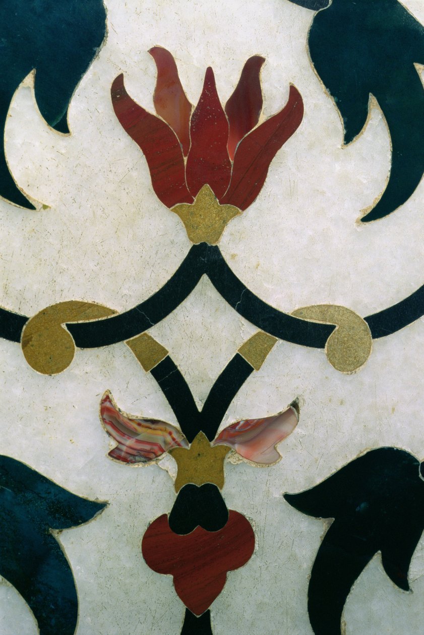 Flores de lótus, pormenor de uma parede exterior de Ustad Ahmad Lahori