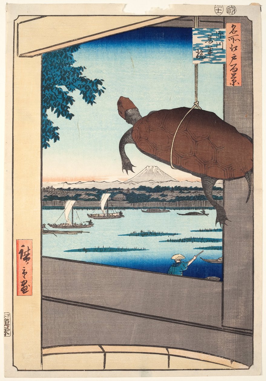 Ponte de Mannen, Fukagawa, da série Cem visões famosas de Edo de Utagawa Hiroshige