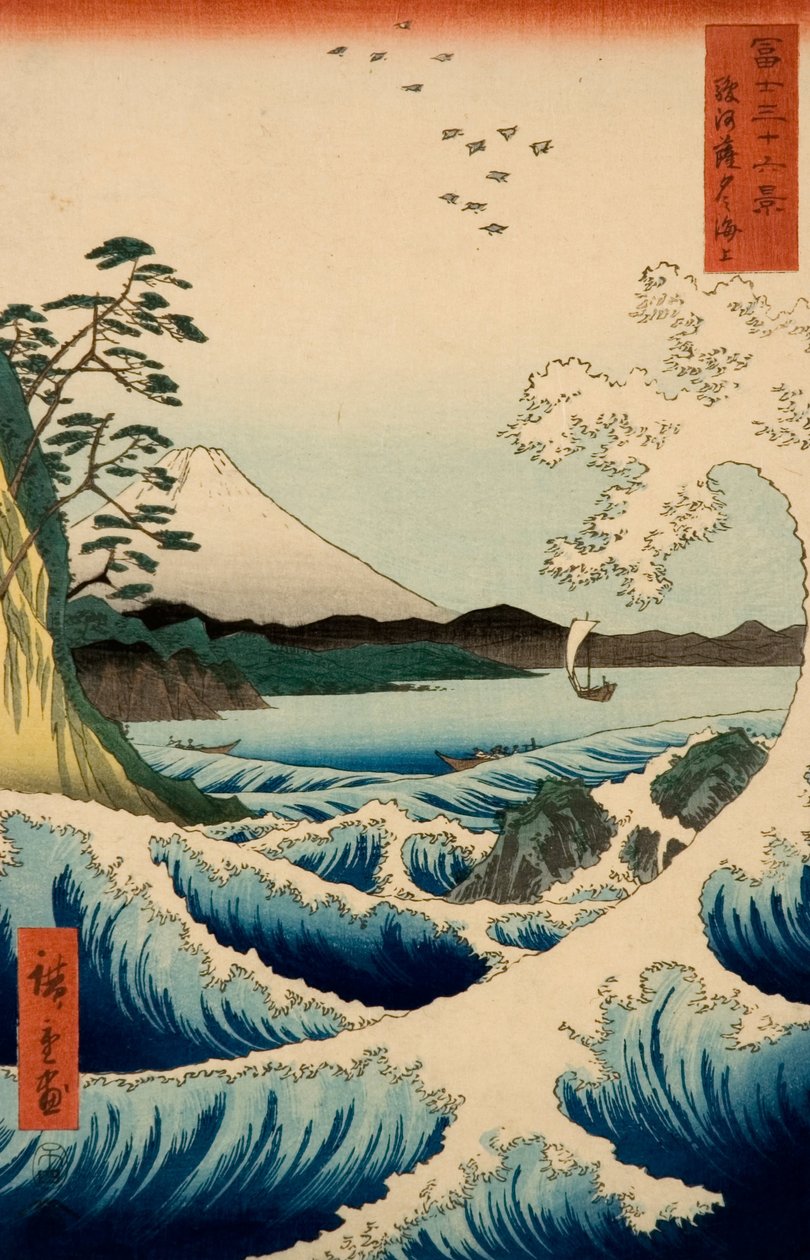 O mar em Satta, província de Suruga, da série Trinta e seis vistas do Monte Fuji de Utagawa Hiroshige