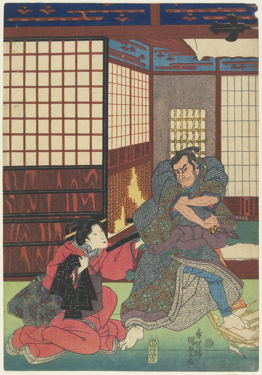 (Cena de um jogo não identificado), 1830-1844 de Utagawa Kunisada