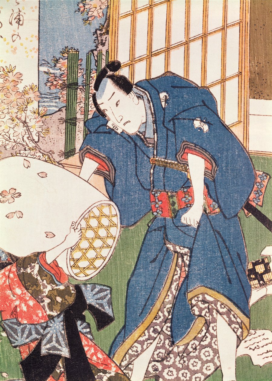 Ilustração de &39;O Conto de Genji&39; (impressão em xilogravura a cores) de Utagawa Kunisada