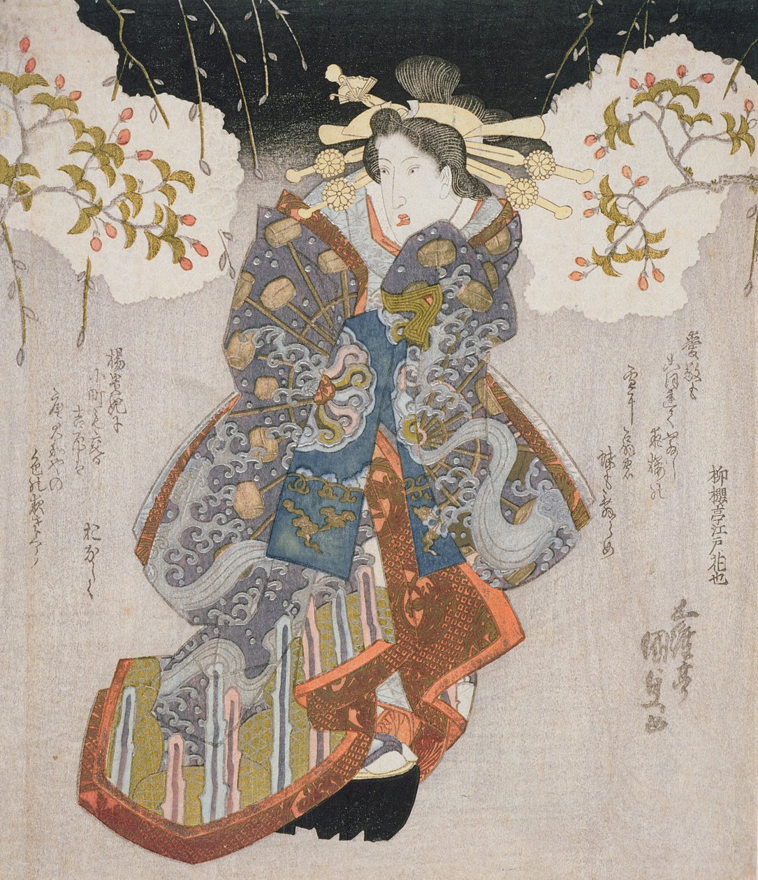 Iwai Kumesaburo II como cortesã, c.1830 (xilogravura colorida) de Utagawa Kunisada