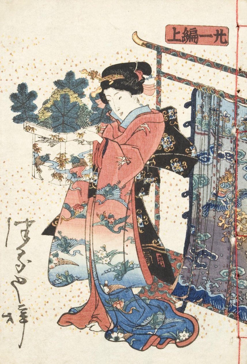 Conto de Genji, Estilo Country, Volume 21, Livro A, 1836 (woodblock) de Utagawa Kunisada