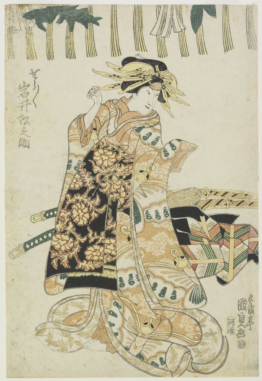 O ator Iwai Matsunosuke como cortesã de Utagawa Kunisada
