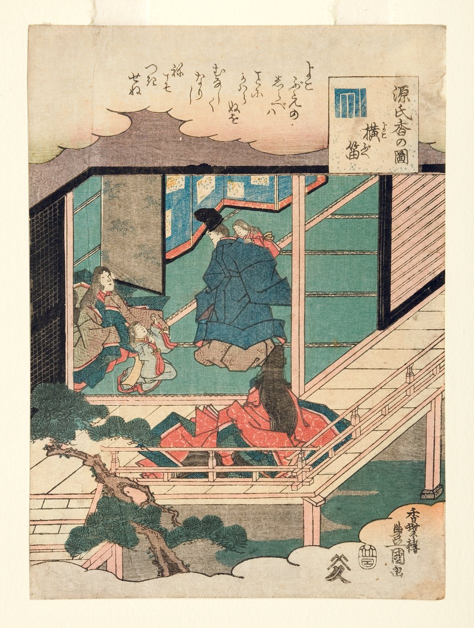 A flauta (Yokobue), c.1845 (xilogravura) de Utagawa Kunisada