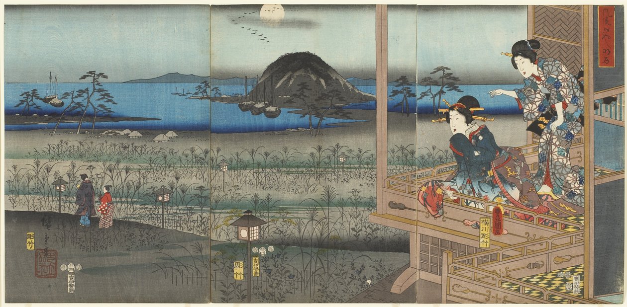 A cena de Akashi, abril de 1853 de Utagawa Kunisada
