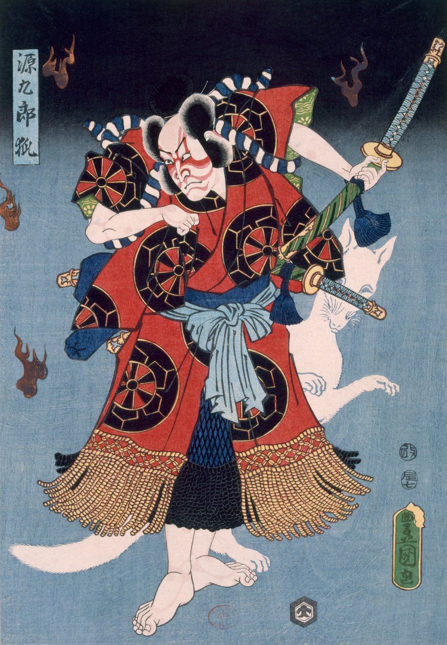 O guerreiro (impressão em xilogravura a cores) de Utagawa Kunisada