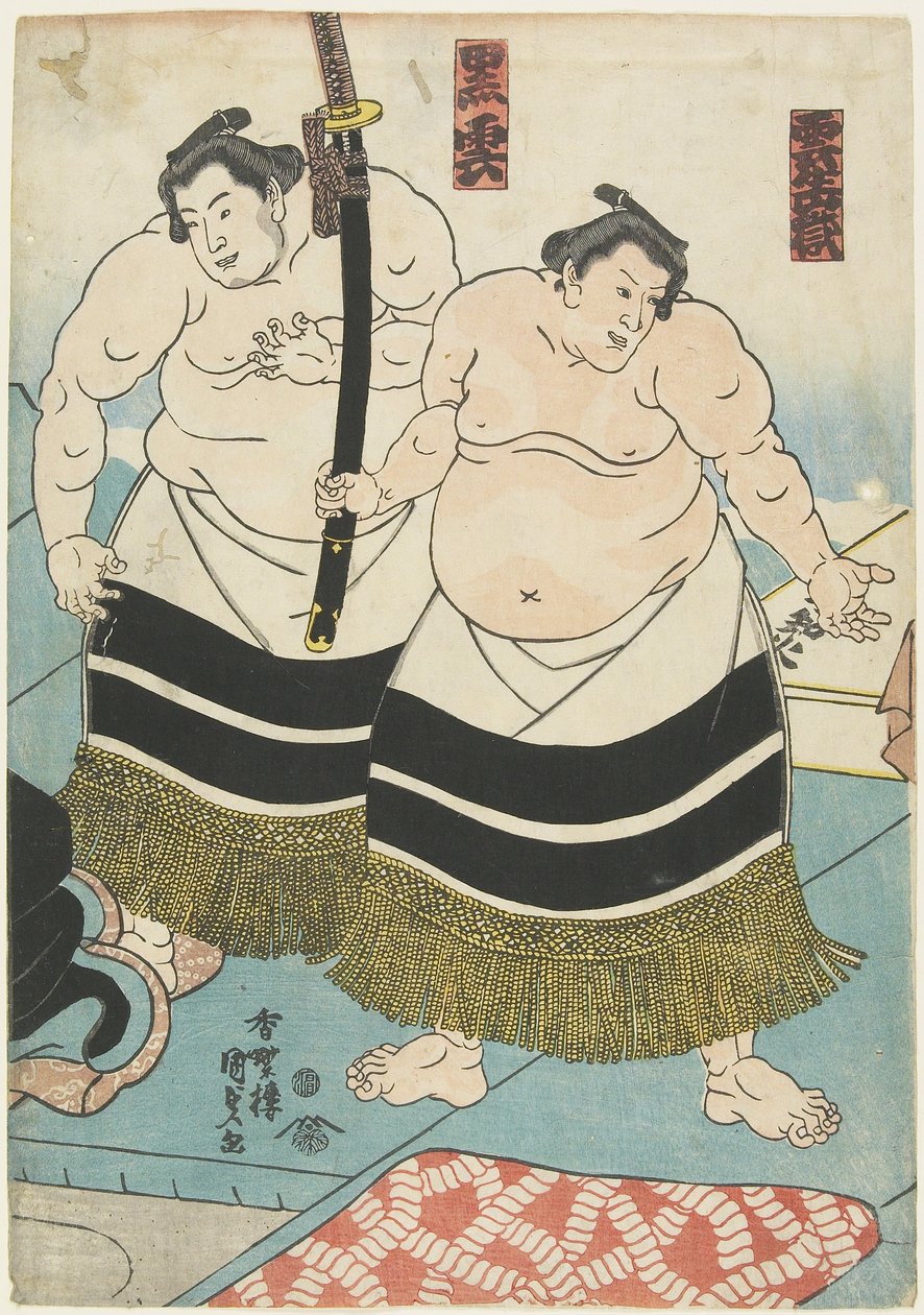 Os lutadores Unjo_dake e Kurokumo, 1843-1847 de Utagawa Kunisada