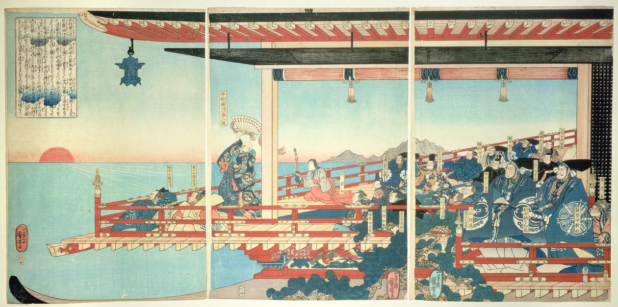 Kiyomori Prendendo o pôr do sol por encantamentos de Utagawa Kuniyoshi