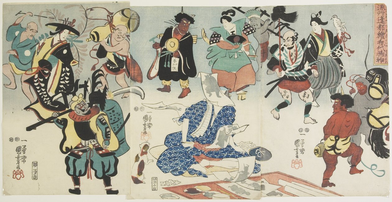Fenômeno Popular O_tsu-e, 1848 de Utagawa Kuniyoshi