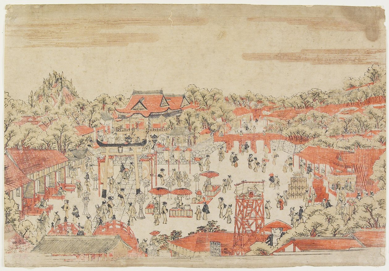 (Cena em um Santuário), c. 1764-1782 de Utagawa Toyoharu